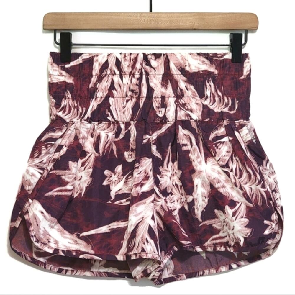 Free People FP Movement The Way Floral High Rise Athletic Shorts Purple S